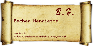 Bacher Henrietta névjegykártya